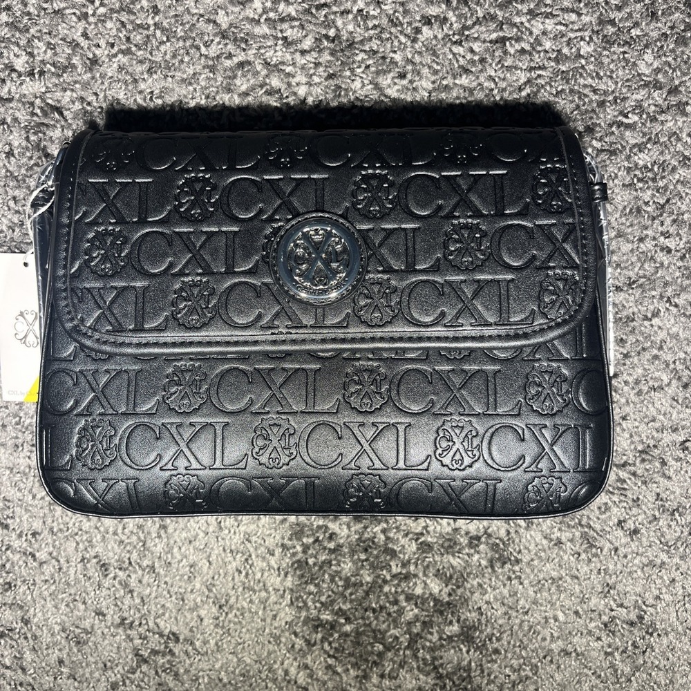 CXL Christian Lacroix Clara Embossed Logo Shoulder Bag strap BLACK NWT MSRP $98
